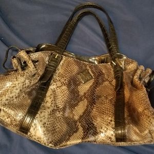 Vera Wang faux snakeskin tan shoulder bag